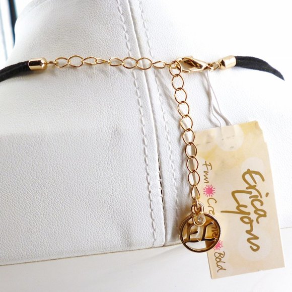 Hammered Gold Tone Necklace Bib Erica Lyons Geometric Orig $32 NWT 18" - 21" - Picture 4 of 6